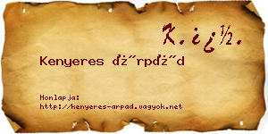 Kenyeres Árpád névjegykártya
