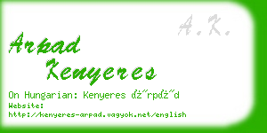 arpad kenyeres business card